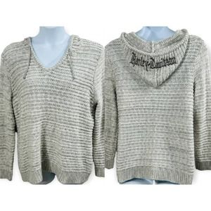Harley Davidson Hoodie Sweater Pullover Womens Size XL Gray Chunky Knit Coastal